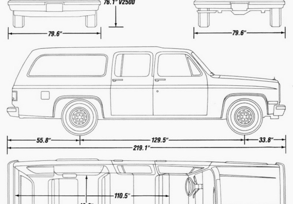 Chevrolets Suburban (1990) (Chevrolet Suburban (1990)) are drawings of the car